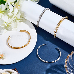 4 шт. 2-х цветные браслеты-манжеты из нержавеющей стали 201 в форме буквы С с рифленой отделкой&nbsp;BJEW-SC0001-65