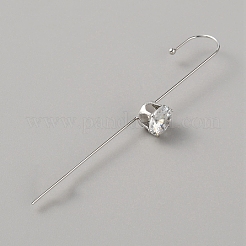Прозрачные серьги-гвоздики с кубическим цирконием и бриллиантами EJEW-WH0009-35