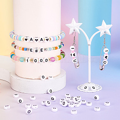 500 шт. Акриловые бусины с горизонтальным отверстием и буквами&nbsp;OACR-YS0001-03O