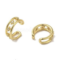Серьги-каффы из латуни с микропаве из кубического циркония&nbsp;EJEW-R162-48G