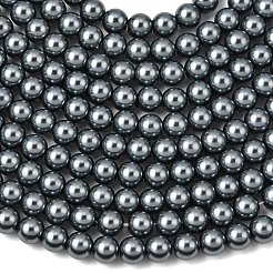 Круглые бусины из экологически чистого окрашенного стекла с жемчугом&nbsp;HY-A002-6mm-RB077