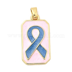 Подвески из латуни с эмалью в форме прямоугольника с узором из шелковой ленты&nbsp;KK-C134-33A