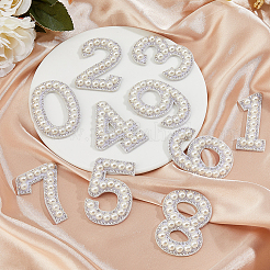 Лейкопластырь вышитая ткань с имитацией жемчуга из смолы приклеиваемые/пришиваемые заплатки&nbsp;DIY-WH0589-68