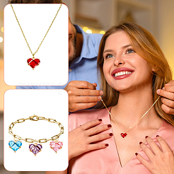 6 шт. 6-х цветные латунные подвески в форме сердца с кубическим цирконием&nbsp;KK-GA0002-32