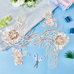 Цветочное кружево вышивка шитье аппликации из волокон&nbsp;DIY-WH20011-90C