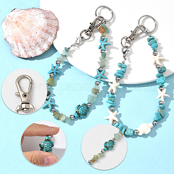 2 шт. 2 стиля подвесные украшения из синтетической бирюзы на тему океана&nbsp;HJEW-SC0002-28A