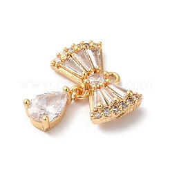 Латунные микропаве прозрачные подвески с фианитом&nbsp;KK-C062-103G
