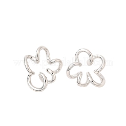 Полые серьги-гвоздики из стерлингового серебра с цветком 925&nbsp;EJEW-S271-03P