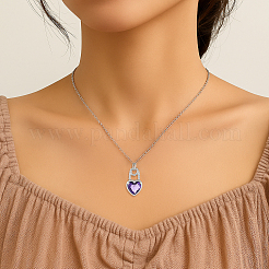 4 шт. 4-х цветные латунные ожерелья с подвеской в виде сердца из кубического циркония для женщин&nbsp;NJEW-HY0001-28