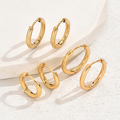 3 пара минималистичных комплектов серег-колец из нержавеющей стали 201&nbsp;XY1482