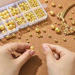 468 шт. 5 стильных латунных круглых текстурированных бусины-проставки&nbsp;KK-CJ0002-13