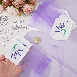 25 шт. мешочки для хранения сухоцветов из хлопковой органзы с набивным рисунком и лентой&nbsp;ABAG-SP0001-56B