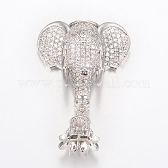 Латунный микро-паве кубический цирконий слон поручитель ZIRC-I017-21P