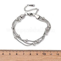 Многорядные браслеты из нержавеющей стали с шариками&nbsp;LS-BJEW-L687-01P