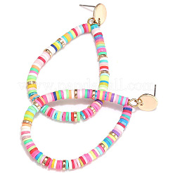 Серьги-гвоздики с подвесками из текстурированной полимерной глины в форме капли&nbsp;FS-WG78925-01