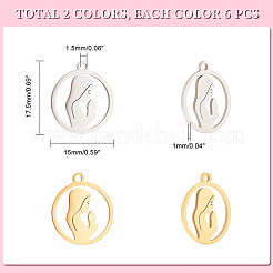 12 шт. подвески из нержавеющей стали 201 двух цветов&nbsp;STAS-UN0041-54