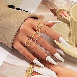 Наборы колец для пальцев из цинкового сплава с кристаллами в виде конского глаза/квадратного/плоского круглого кристалла со стразами&nbsp;FS-WG67419-04