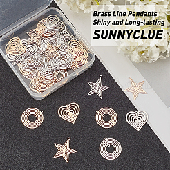 48 шт. 3 стиля 2 цвета латунные подвески и звенья&nbsp;KKC-SC0001-03