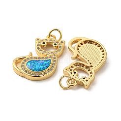 Латунь микропаве циркония с подвесками из синтетического опала&nbsp;KK-D096-04A-G