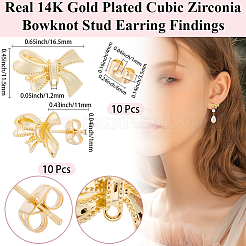 5 пара латунных сережек-гвоздиков&nbsp;KK-BBC0020-34