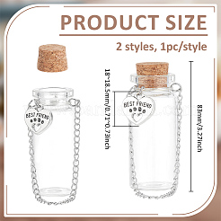 2 шт. 2 стиля стеклянная трубка бутылка желаний&nbsp;AJEW-PH01666