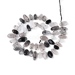 Нити натуральных кварцевых бусин черного турмалинового цвета&nbsp;G-Z091-A31