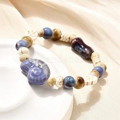 Браслеты из фарфоровых бусин ручной работы и синтетических бусин говлита для женщин&nbsp;LS-BJEW-D307-01C