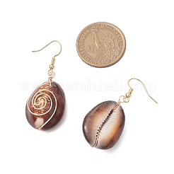 Серьги с подвесками из натуральных ракушек и бисера&nbsp;EJEW-TA00609