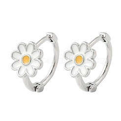 Серьги-кольца из латуни с эмалью в виде маргаритки для женщин&nbsp;LS-EJEW-G434-02P