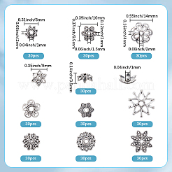 300 шт. 10 стиля тибетских сплавных бусин-цветочков&nbsp;TIBE-SP0001-25