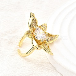 Манжеты из латуни с микро паве кубический цирконий для женщин RJEW-F184-02G