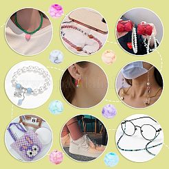 175 шт. 7-цветные непрозрачные стеклянные бусины с эффектом кракле&nbsp;EGLA-FH0001-15