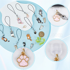 14 шт. 14 стиля в форме кошки и с рисунком лапы эмалированные мобильные пылезащитные заглушки из сплава&nbsp;HJEW-WR00020