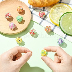 10 шт. 10-х цветные круглые бусины из смолы с фруктовым узором&nbsp;RESI-CJ0004-94