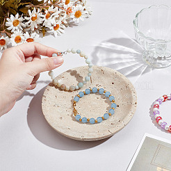 Плоский мраморный настольный поднос круглой формы для хранения&nbsp;AJEW-WH0348-408