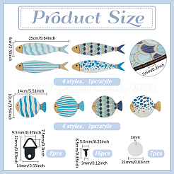 8шт. МДФ рыбки настенные украшения&nbsp;AJEW-PH0007-37