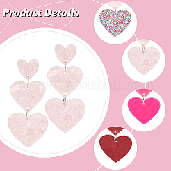 4 пара 4 стильных акриловых сережек-гвоздиков в форме сердца с булавками из нержавеющей стали 304 для женщин&nbsp;EJEW-AN0004-82