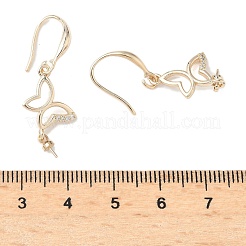 Серьги-крючки с бабочкой из латуни с микропаве из прозрачного кубического циркония&nbsp;KK-D386-17G