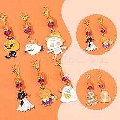 Подвесные украшения из эмали из сплава 6 шт.&nbsp;HJEW-FS00059