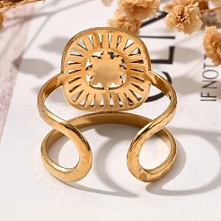 Квадрат с солнцем из нержавеющей стали 304 открытые манжеты для женщин&nbsp;LS-RJEW-M046-01G