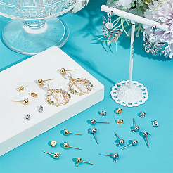 40 шт. 2 стиля 202 и 304 нержавеющая сталь круглых шариковых сережек-гвоздиков&nbsp;STAS-BBC0004-80