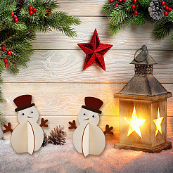 6 шт. рождественские незаконченные деревянные украшения в виде снеговика&nbsp;WOOD-SP0001-72