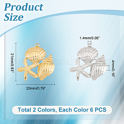 12 шт. подвески из нержавеющей стали 304 двух цветов&nbsp;STAS-UN0051-57