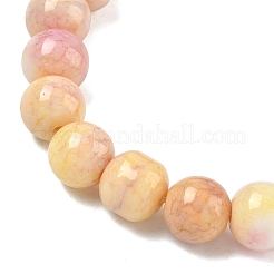 Женские эластичные браслеты из непрозрачного стекла толщиной 10 мм с кракелюрными бусинами&nbsp;BJEW-PH01823-11