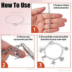 12шт сплава кабельные цепные браслеты для женщин и мужчин&nbsp;BJEW-SC0001-60P