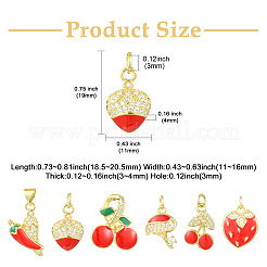 12 шт. 6 стиля латунные подвески с микропаве и кубическим цирконием&nbsp;KK-CJ0002-88