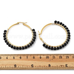 Серьги-кольца с бусинами&nbsp;EJEW-JE03830-04