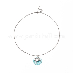 Ожерелье с подвеской в виде ракушки Capiz с цветным покрытием ab&nbsp;NJEW-JN04220