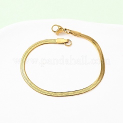 Браслеты из плоской змейки из нержавеющей стали 304&nbsp;BJEW-C134-01A-G