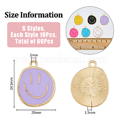 60шт 6 цвета сплава эмалевые подвески&nbsp;ENAM-FH0001-71